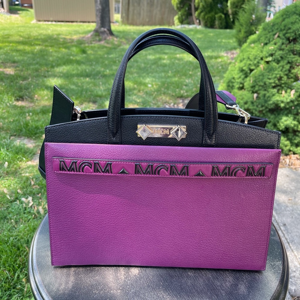 MCM Worldwide Milano Tote Purple & Black leather